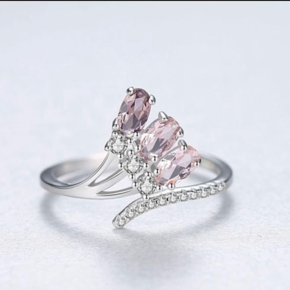 NATURAL Morganite Solid Sterling Silver Ring